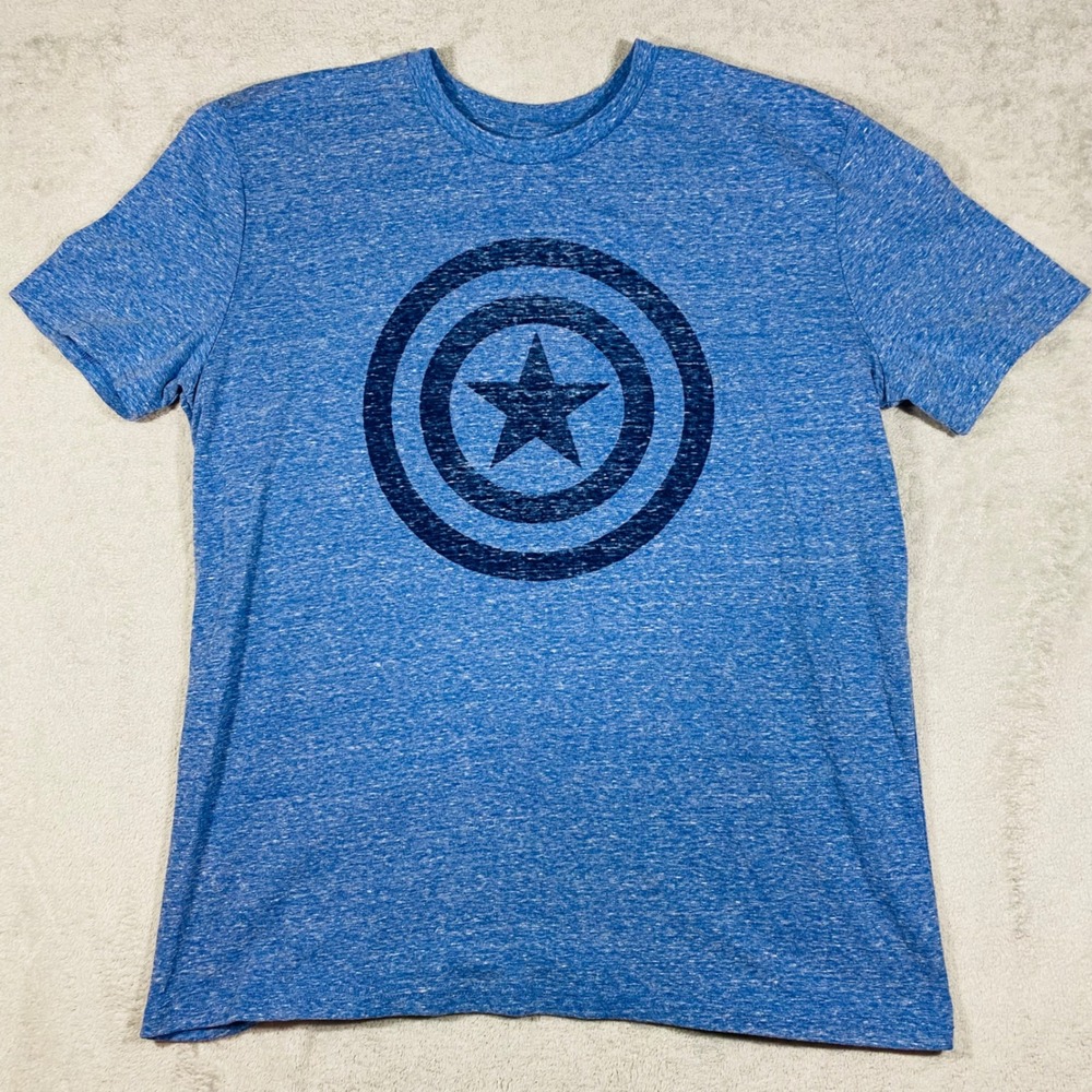 Marvel Avengers T-Shirt Mens XL Blue Captain America Shield Graphic Tee‎